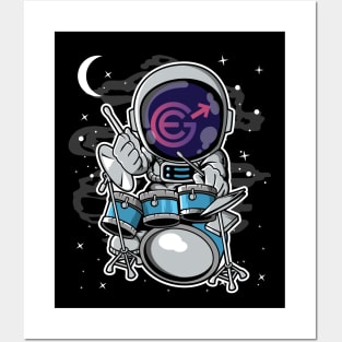 Astronaut Drummer Evergrow EGC Coin To The Moon Crypto Token Cryptocurrency Blockchain Wallet Birthday Gift For Men Women Kids Posters and Art